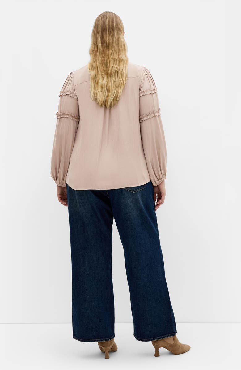 City Chic Ruffle Puff Sleeve<br />Peasant Blouse, Alternate, color, Stone