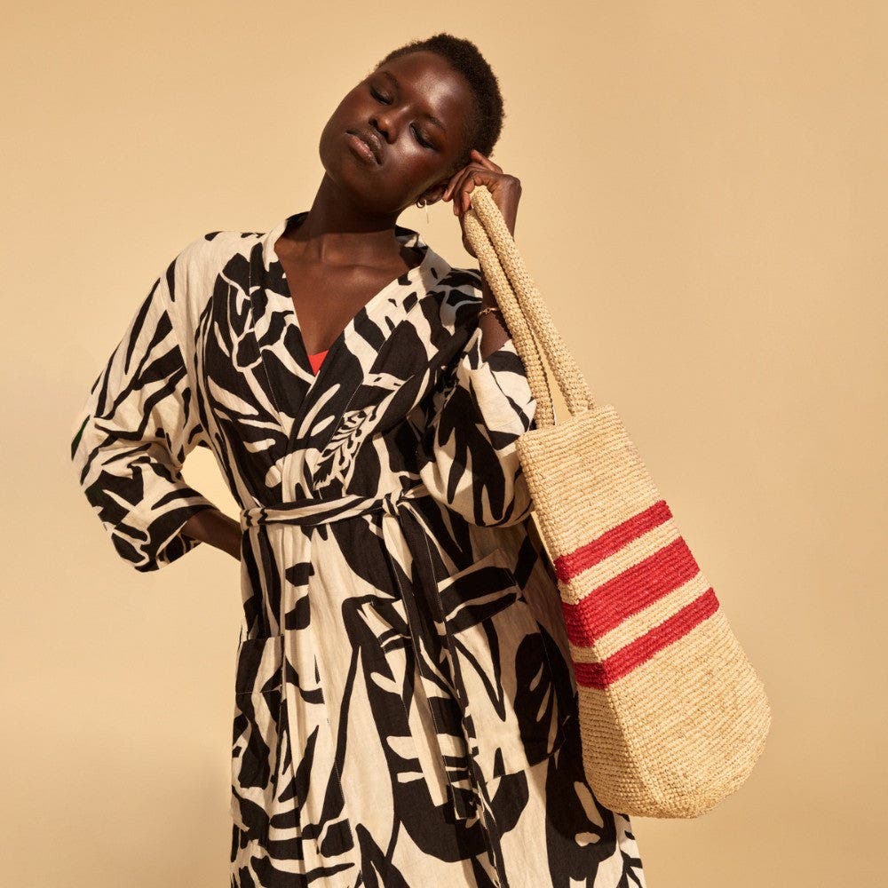 indego africa Sylvanie Beach Tote, Alternate, color, Red Striped