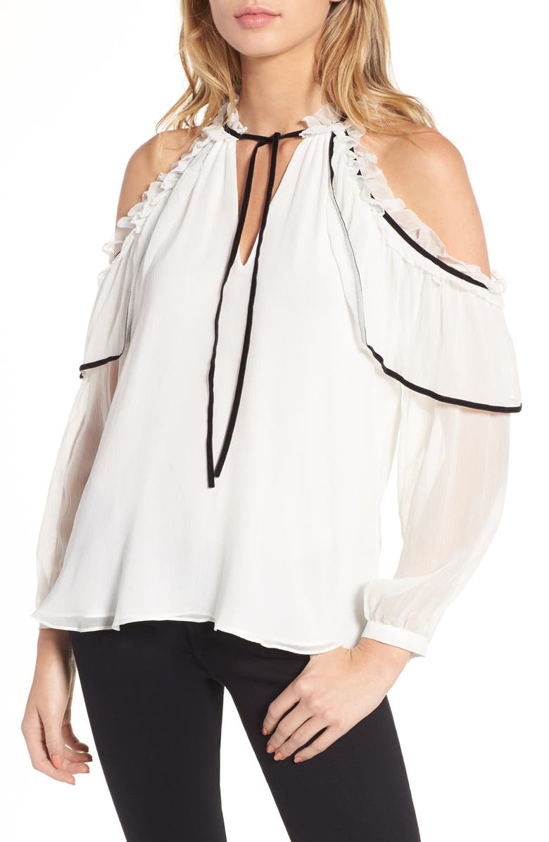 Parker Ventura Cold Shoulder Silk Blouse, Main, color, 