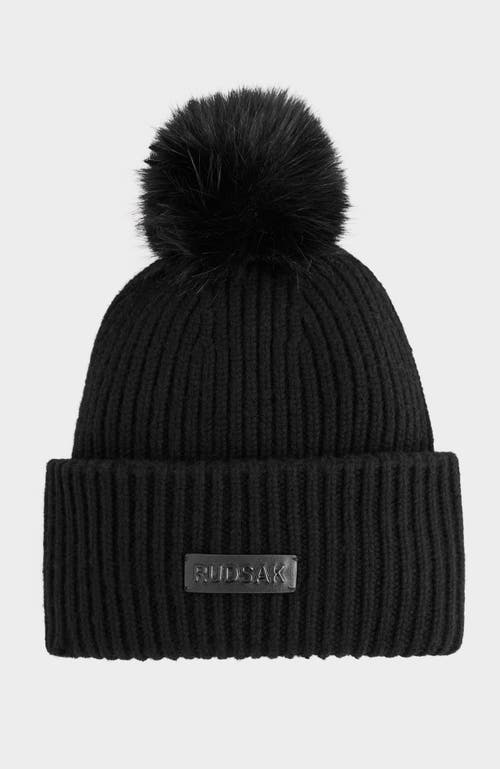 Rudsak Dara Knit Pom Pom Hat In Black