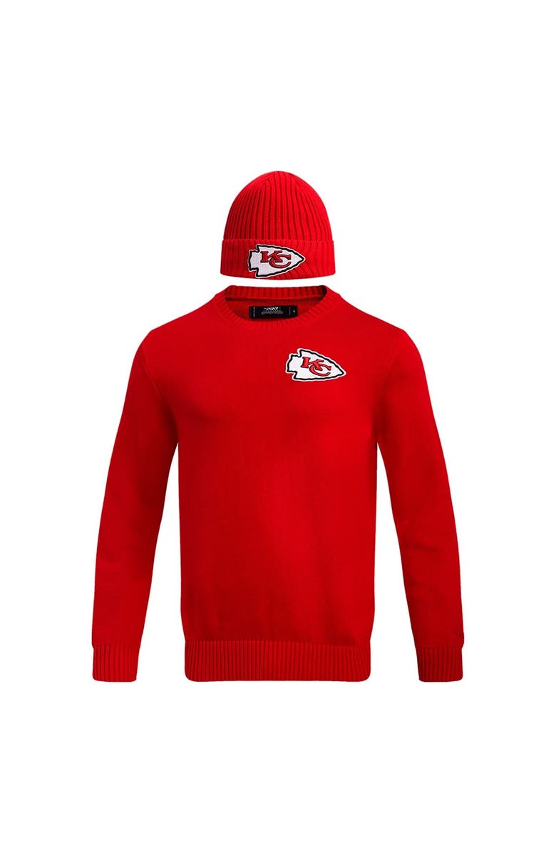 PRO STANDARD Men's Pro Standard Red Kansas City Chiefs Crewneck Pullover Sweater & Cuffed Knit Hat Box Gift Set, Alternate, color, Red