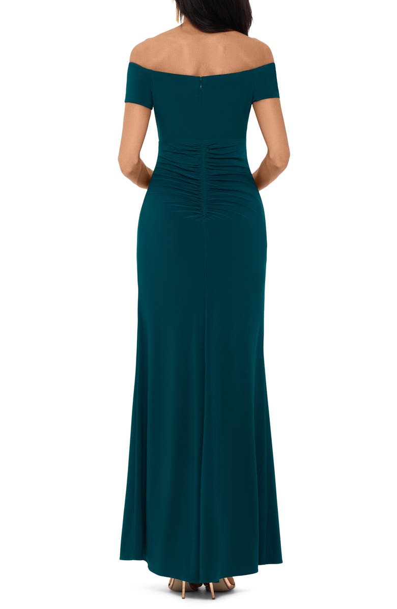 Xscape Evenings Xscape Off the Shoulder Side Slit Gown, Alternate, color,