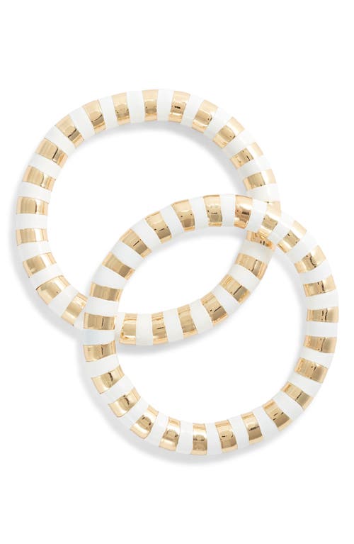 Nordstrom Set Of 2 Mixed Bead Stretch Bracelets In White- Gold