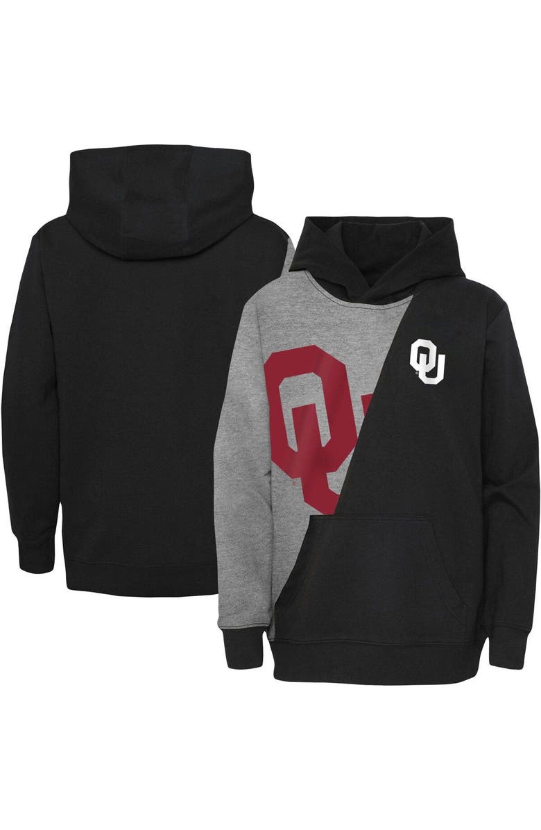 Outerstuff Men's Heather Gray/Black Oklahoma Sooners Unrivaled Pullover Hoodie, Main, color, 