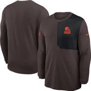 Nike Men's Nike Brown Cleveland Browns Sideline Coach UV Performance Long Sleeve T-Shirt