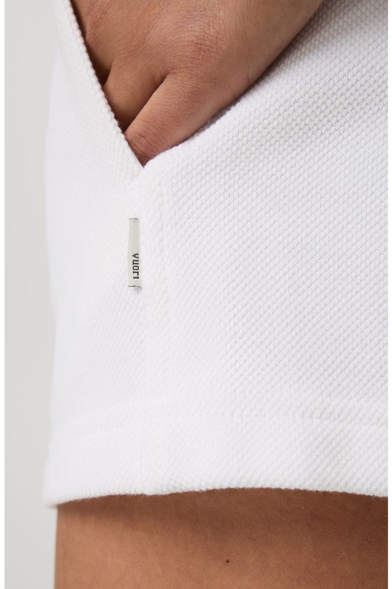 Cotton Blend Piquè Fleece Drawstring Shorts, Alternate, color, WHITE