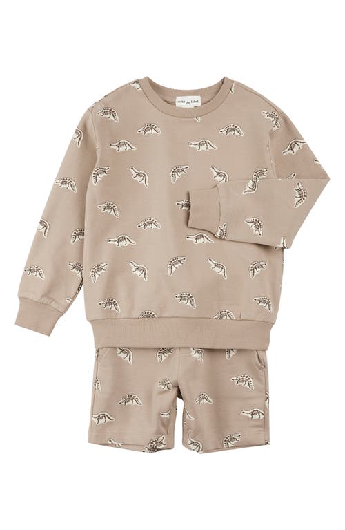 MILES THE LABEL MILES THE LABEL DINO FOSSIL SWEATSHIRT & SWEAT SHORTS SET 