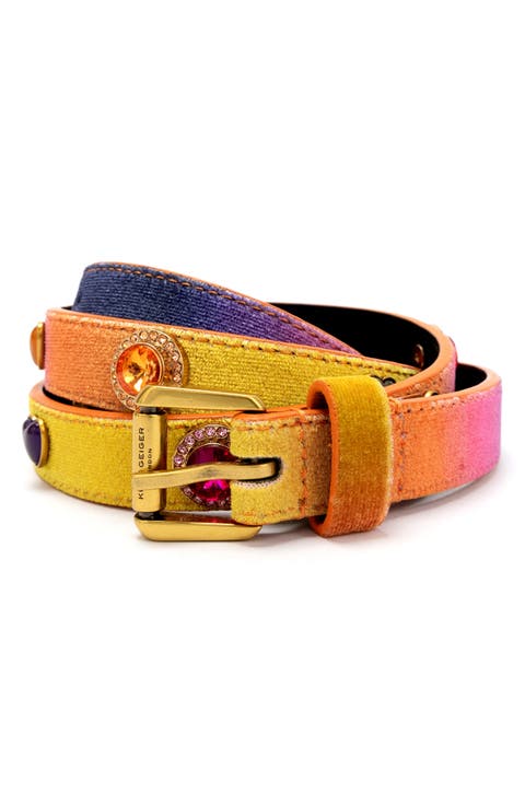 Octavia Crystal Heart Stud Velvet Belt