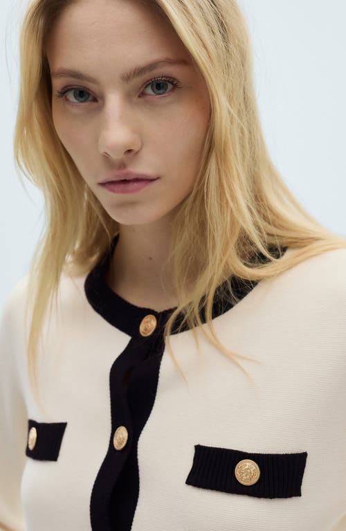 Mango Trim Sweater Jacket In Ecru