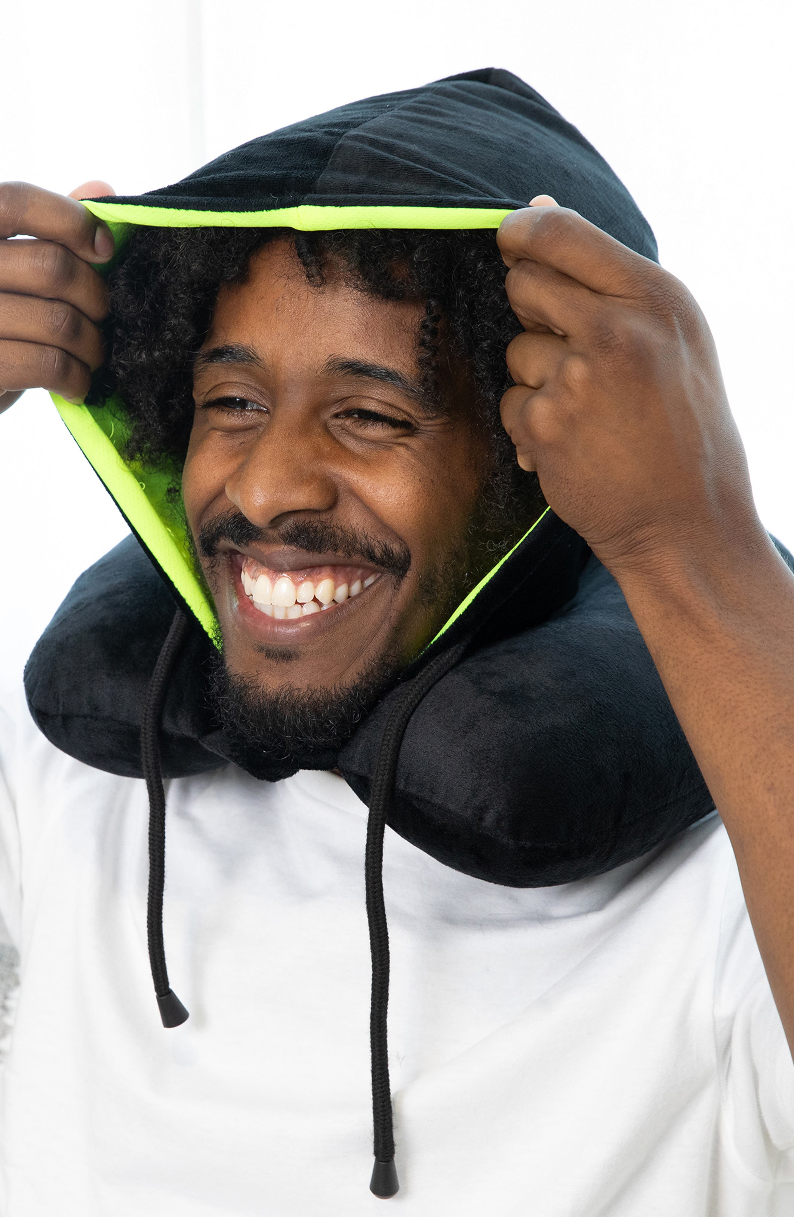 Wolf Essentials Hooded Neck Pillow, Alternate, color, Black