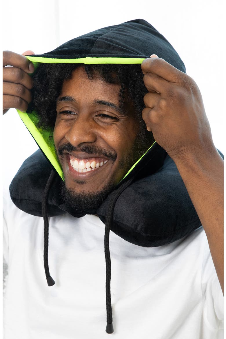 Hooded Neck Pillow, Alternate, color, BLACK