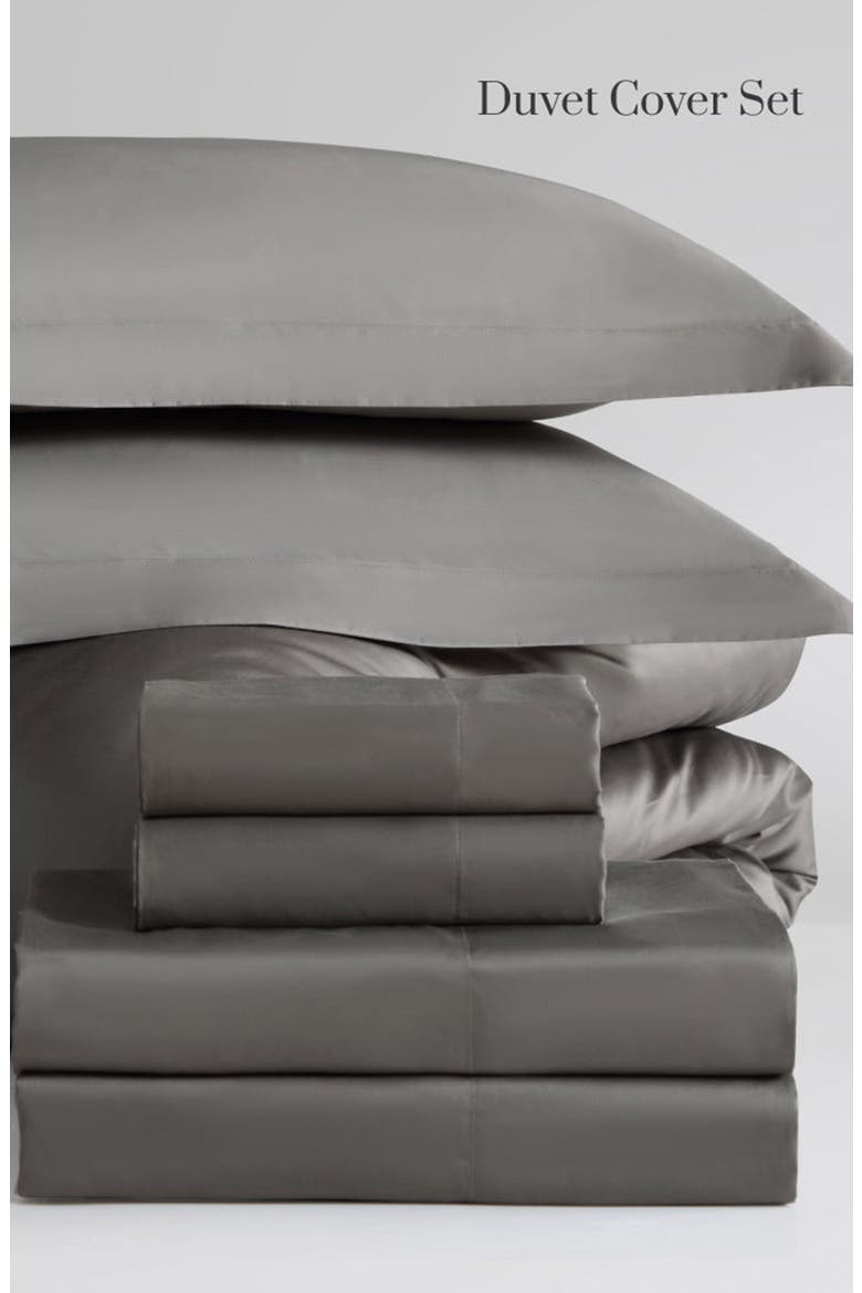 500 Thread Count Egyptian Cotton Sateen Ultra Sateen 3-Piece Duvet Cover Set, Alternate, color, CHARCOAL
