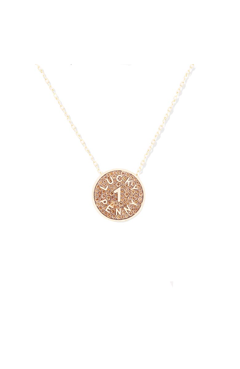 Campbell + Charlotte Juju Lucky Penny Charm Necklace, Main, color, Gold