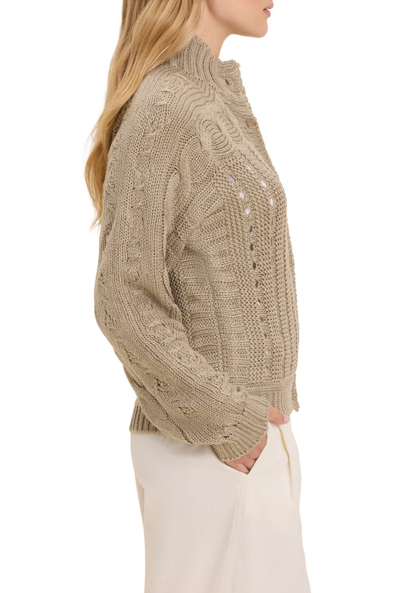 Cable Knit Cardigan, Alternate, color, MALT