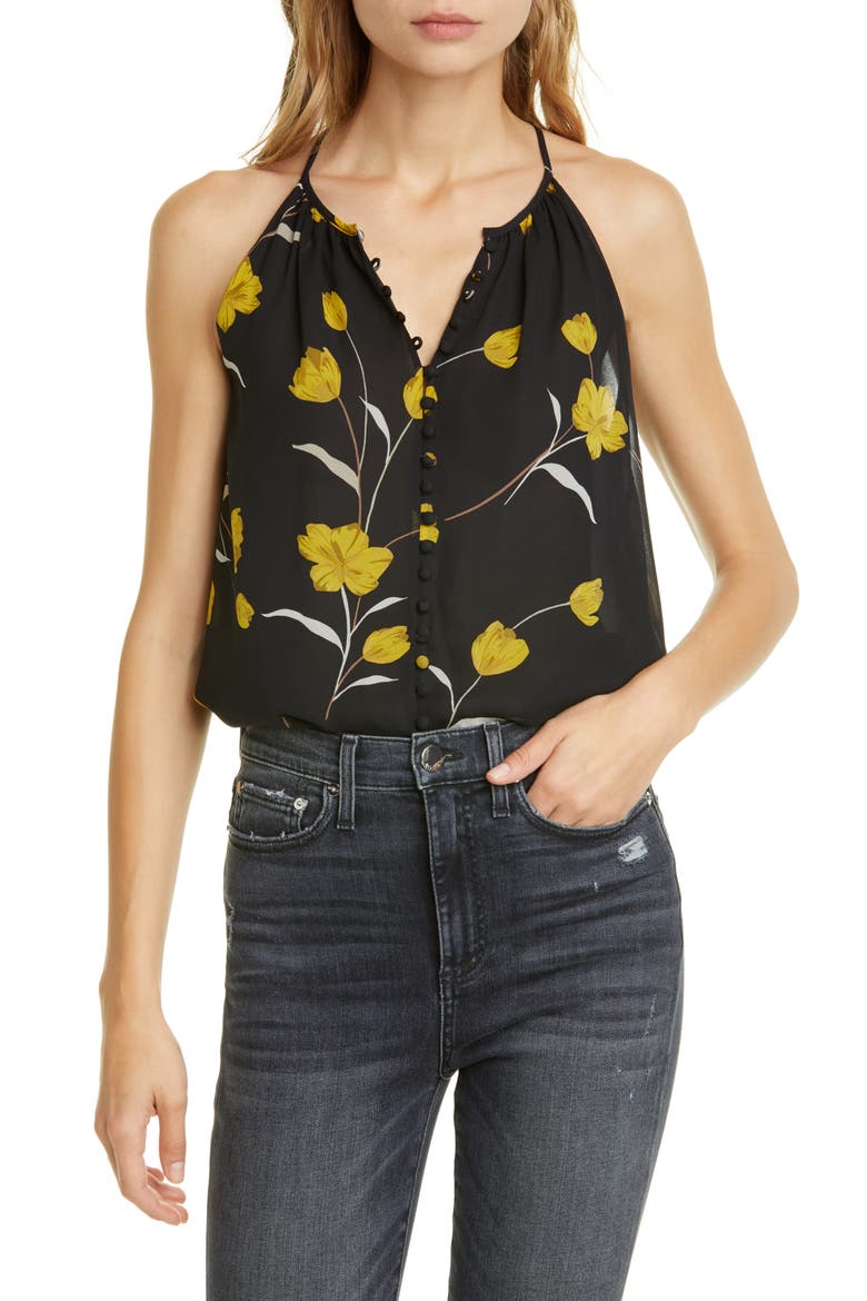 Galletha B Silk Top, Main, color, CAVIAR