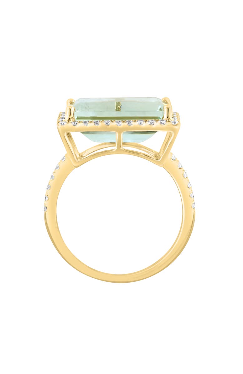 EFFY 14K Yellow Gold Emerald Cut Green Quartz Diamond Halo Ring - 0.43ct., Alternate, color, 