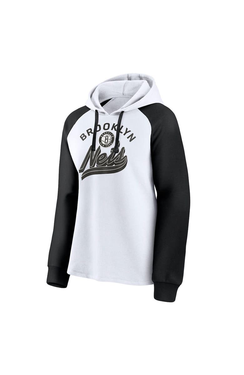 FANATICS Women's Fanatics Branded White/Black Brooklyn Nets Record Holder Raglan Pullover Hoodie, Alternate, color, 