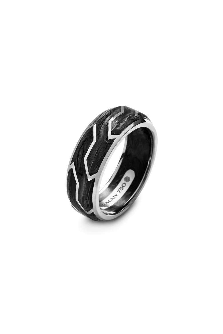 Forged Carbon Band Ring in 18K White Gold, Alternate, color, WHITE GOLD/ FORGED CARBON