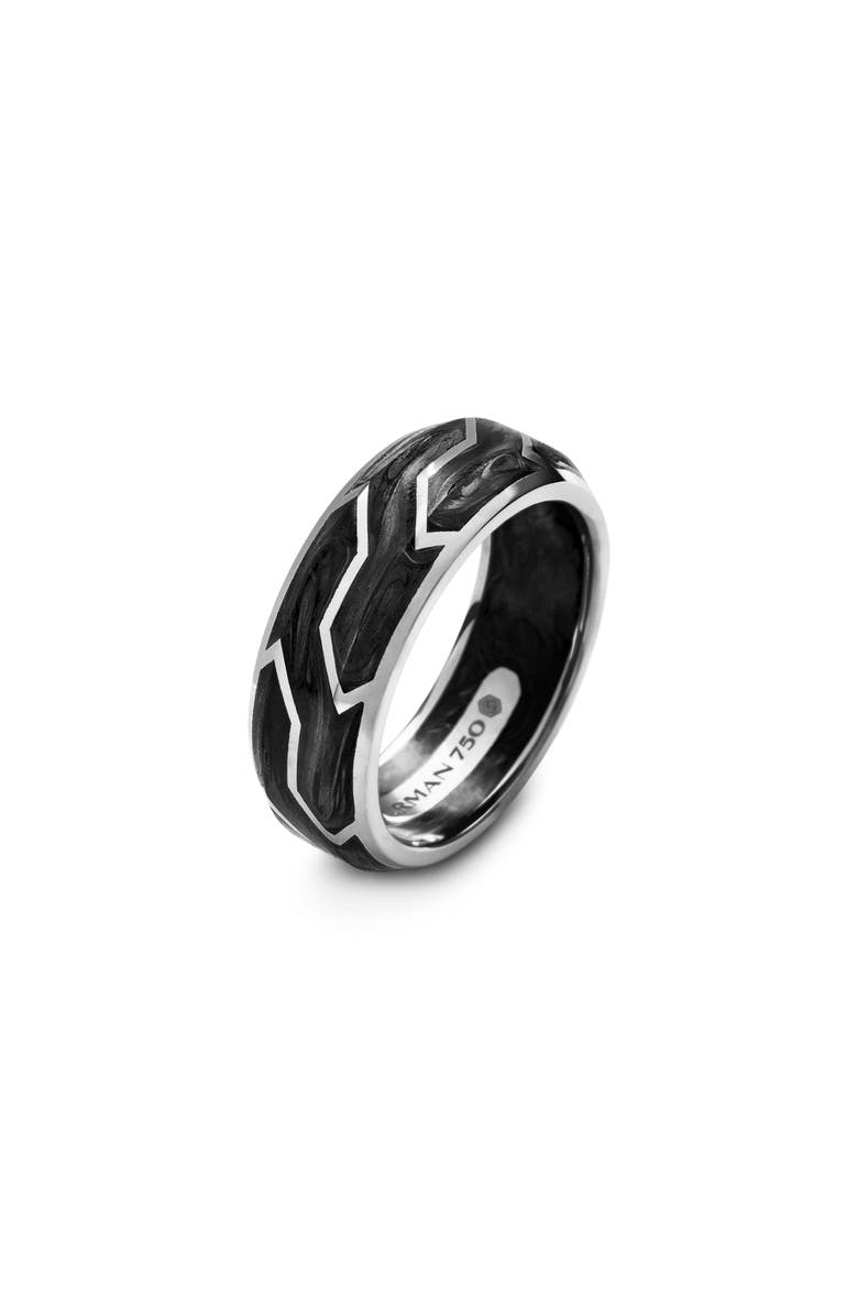 David Yurman Forged Carbon Band Ring in 18K White Gold, Alternate, color, White Gold/ Forged Carbon