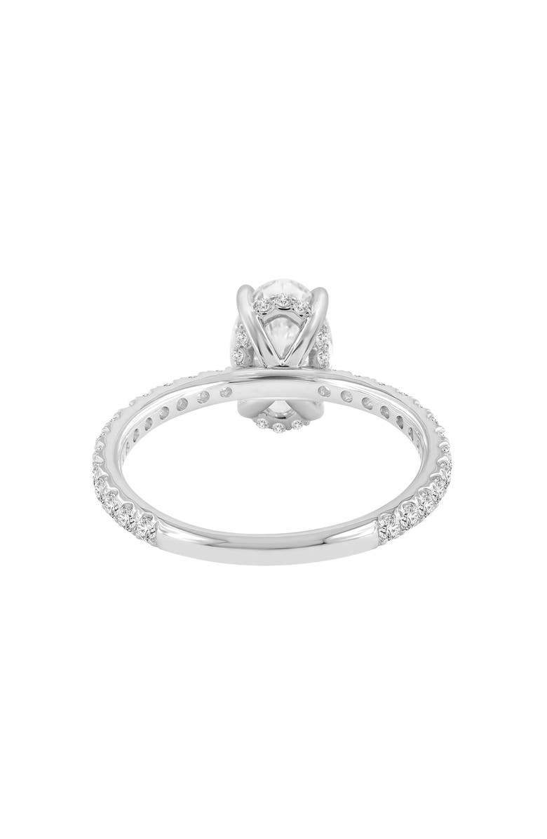 LuvMyJewelry Isidora 14K White Gold Oval Lab Grown Diamond Hidden Halo Engagement Ring - 3.5 Ct, Alternate, color, 14K White Gold