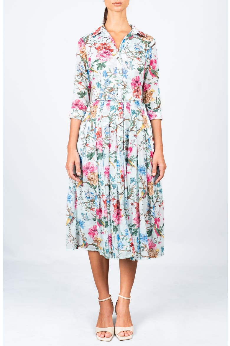 Pleated Midi Audrey Shirtdress, Main, color, Soft Aqua