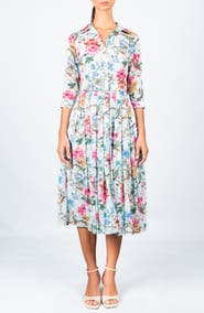SAMANTHA SUNG Pleated Midi Audrey Shirtdress