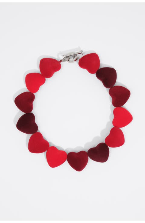 Flocked Heart Resin Necklace