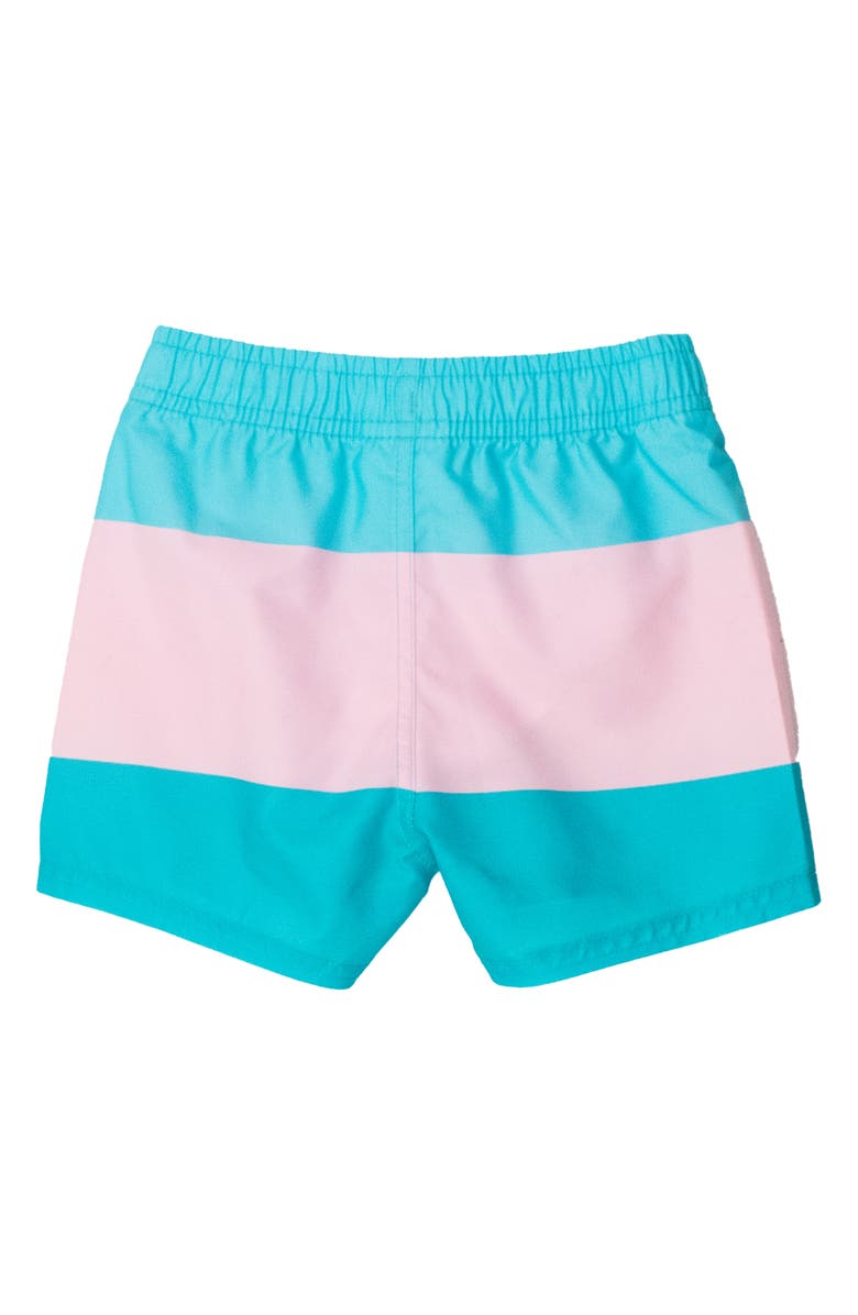 RuggedButts Kids' Neon Pool Party Colorblock Swim Trunks, Alternate, color, Blue
