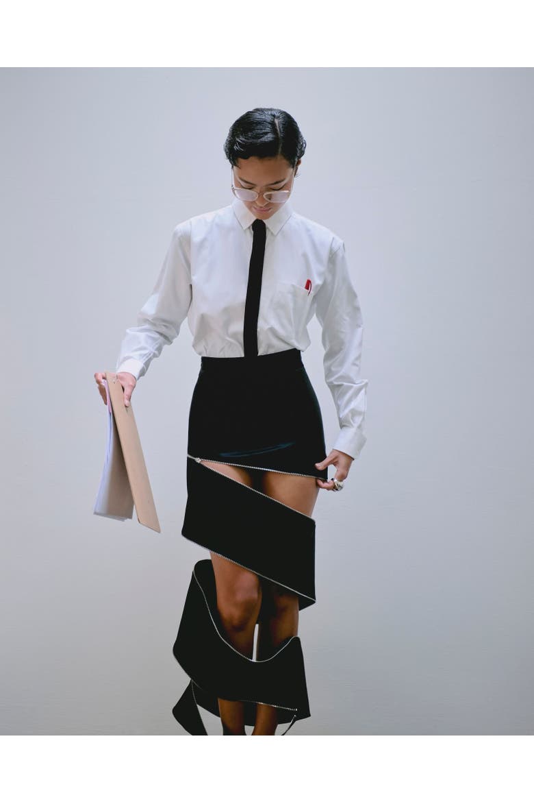 Spiral Zipper Skirt, Alternate, color, Black