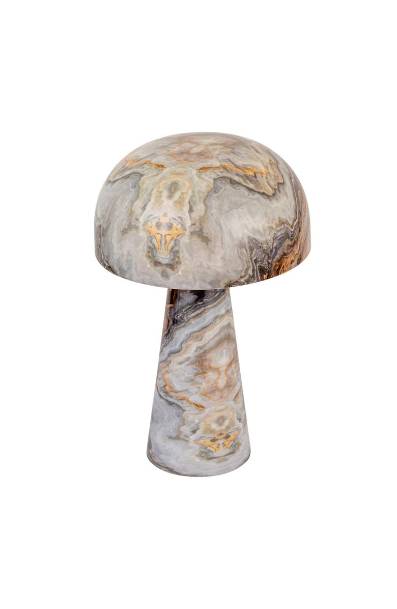 Storied Home Enameled Metal Mushroom Shaped Table Lamp with Inline Switch, Marbled Multicolor, Main, color, Grey