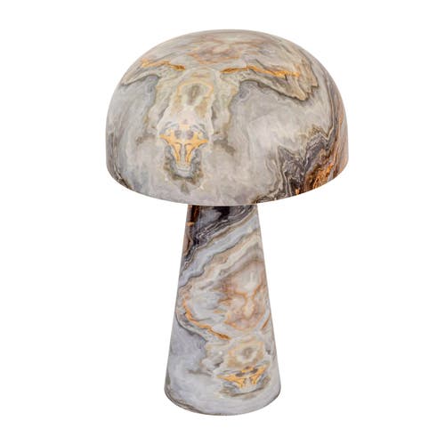 Storied Home Enameled Metal Mushroom Shaped Table Lamp With Inline Switch, Marbled Multicolor In Gray