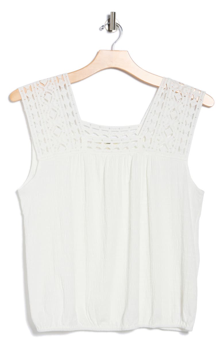MAX STUDIO Lace Yoke Blouson Tank, Alternate, color, White-White