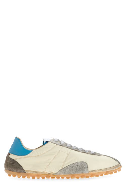 Maison Margiela Sprinters Low Top Sneakers With Dirty Effect In Lemon/white/grey
