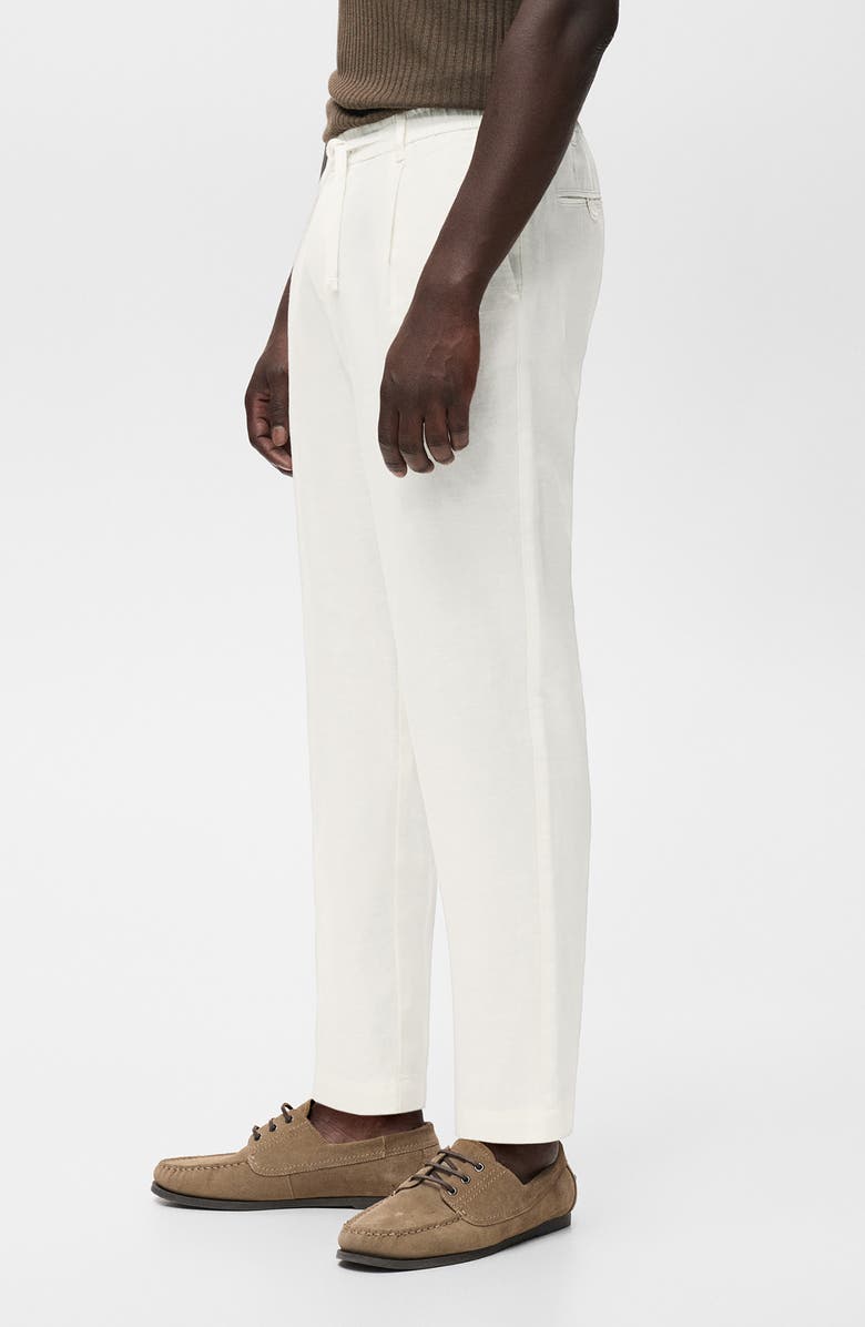 MANGO Slim Fit Drawstring Pants, Alternate, color, White
