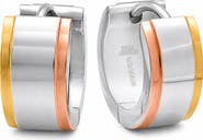STEELTIME Tri Tone Stainless Steel Hoop Earrings