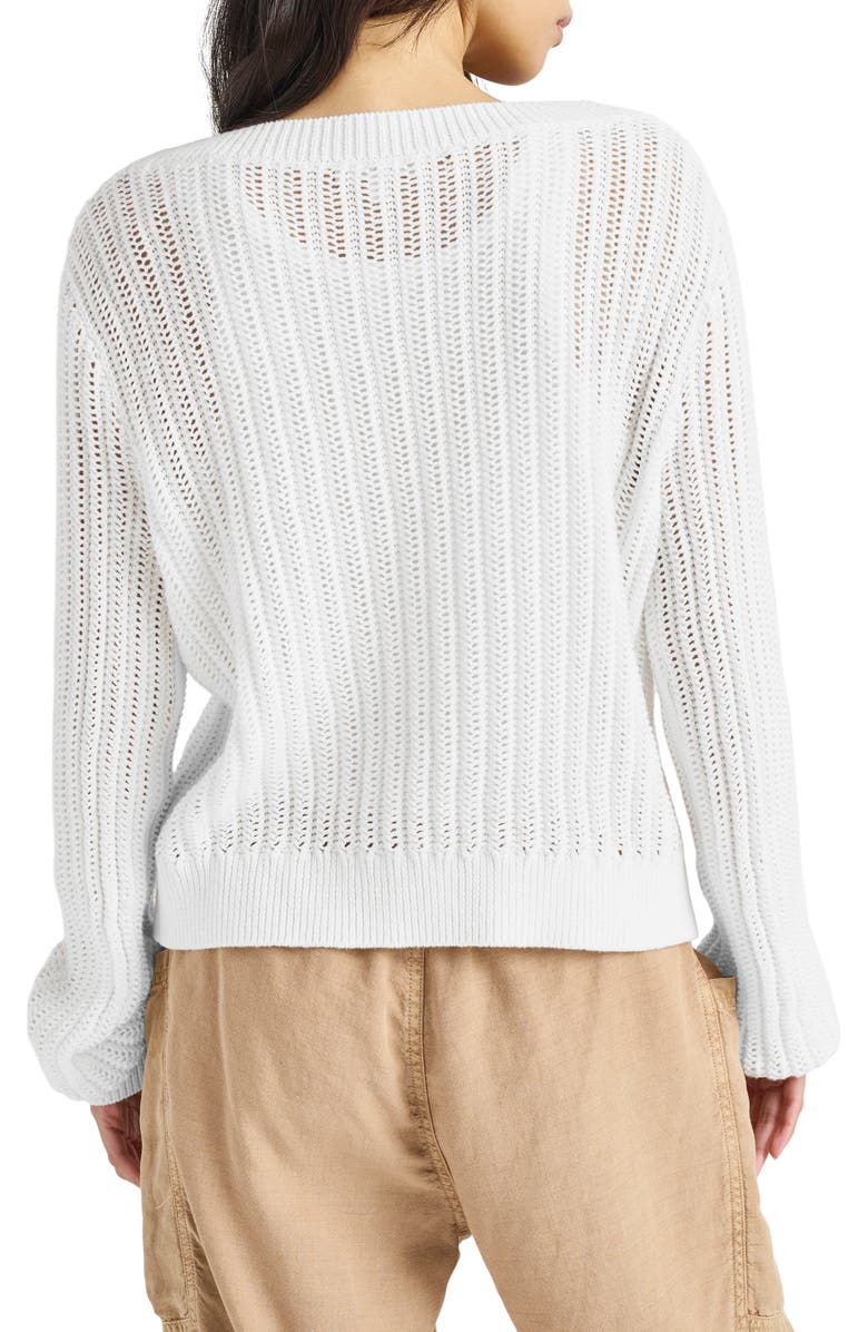 Splendid Amalfi Open Stitch Cotton Cardigan, Alternate, color, White