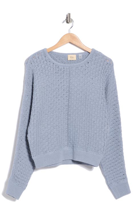 Textured Dolman Sleeve Cotton Sweater