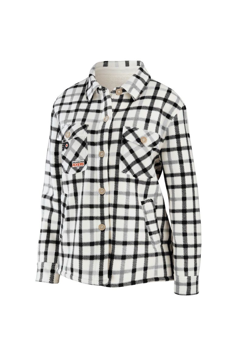 Women's WEAR by Erin Andrews Oatmeal Philadelphia Flyers Plaid Button-Up Shirt Jacket, Alternate, color, Oatmeal