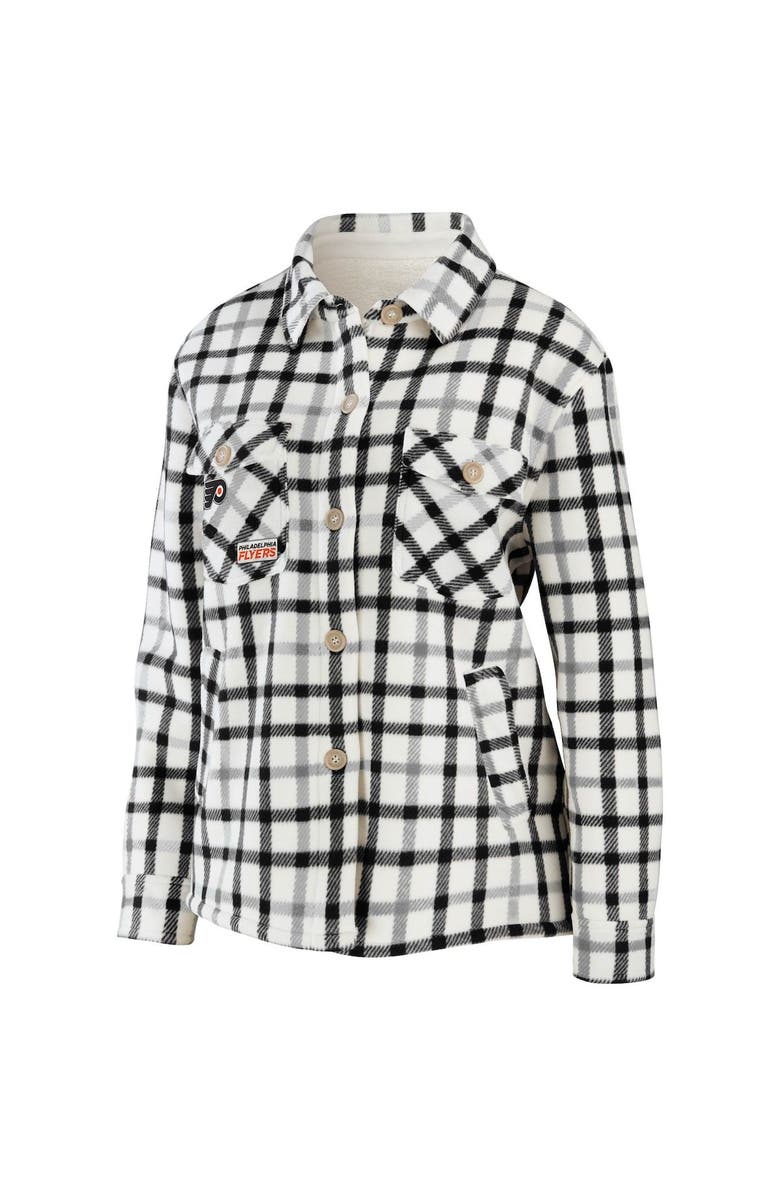 WEAR by Erin Andrews Women's WEAR by Erin Andrews Oatmeal Philadelphia Flyers Plaid Button-Up Shirt Jacket, Alternate, color, Oatmeal
