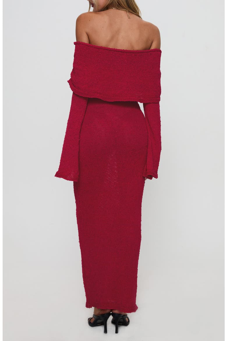 Aleyah Off the Shoulder Long Sleeve Sweater Dress, Alternate, color, BURGUNDY
