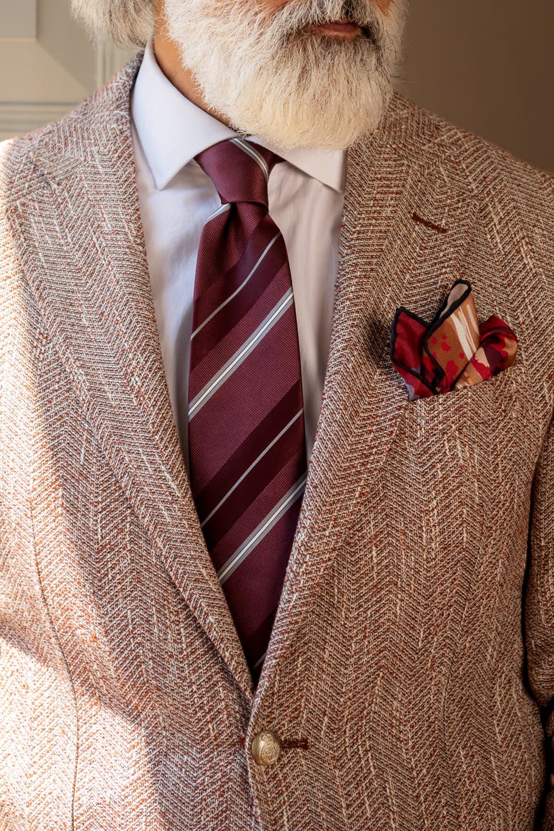 Toledo - Silk Jacquard Tie for Men, Alternate, color, Burgundy