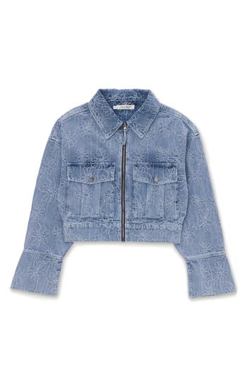 Honor The Gift Crop Denim Jacket In Blue