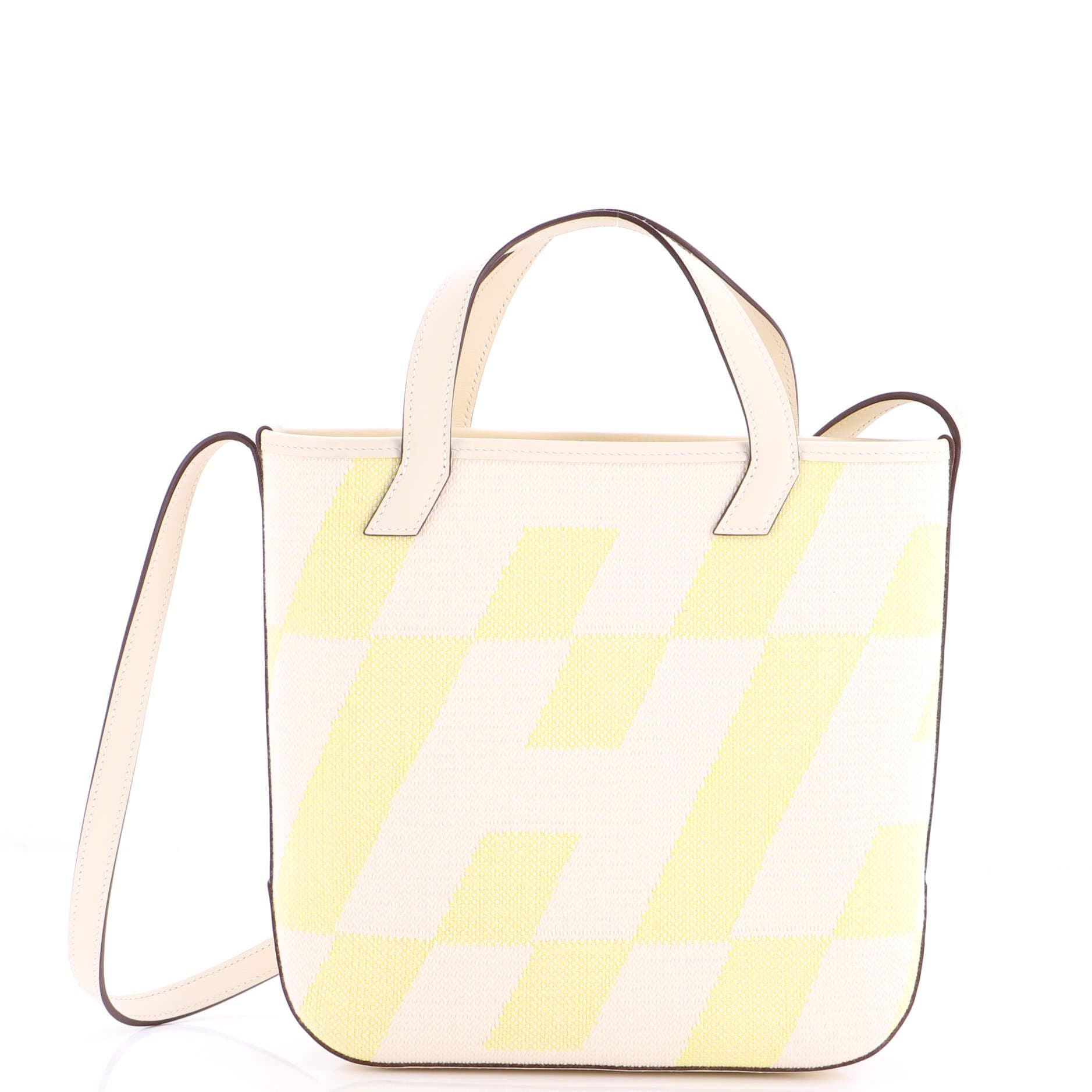 Pre-Owned Hermes Cabas H en Biais Tote Canvas with Leather 27, Main, color, Lime