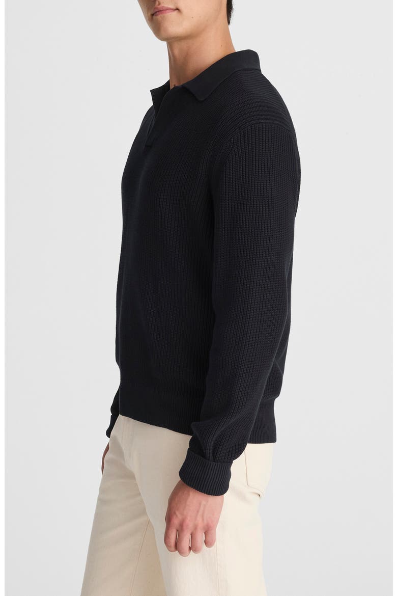 Cotton Shaker Stitch Johnny Collar Polo Sweater, Alternate, color, WASHED BLACK