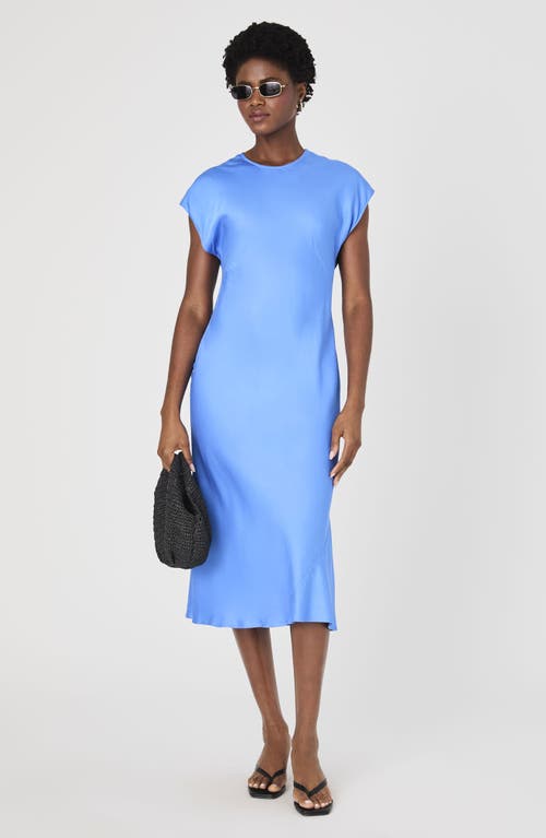 French Connection Ennis Satin Column Midi Dress In Blue