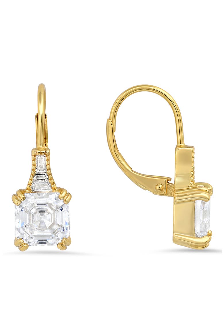 Sterling Silver Vintage CZ Leverback Earrings, Main, color, GOLD