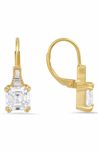 Sterling Silver Vintage CZ Leverback Earrings