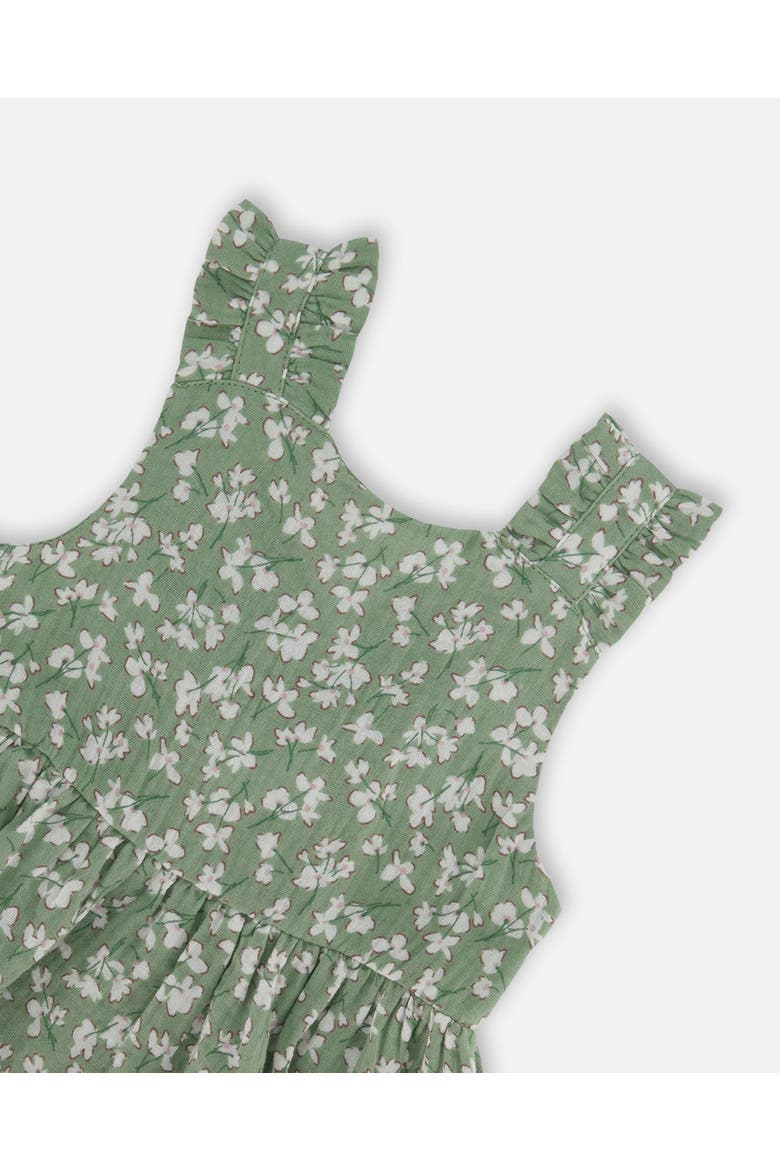 Girl's Sleeveless Muslin Dress Green Jasmine Flower Print, Alternate, color, Green Jasmine Flower Print