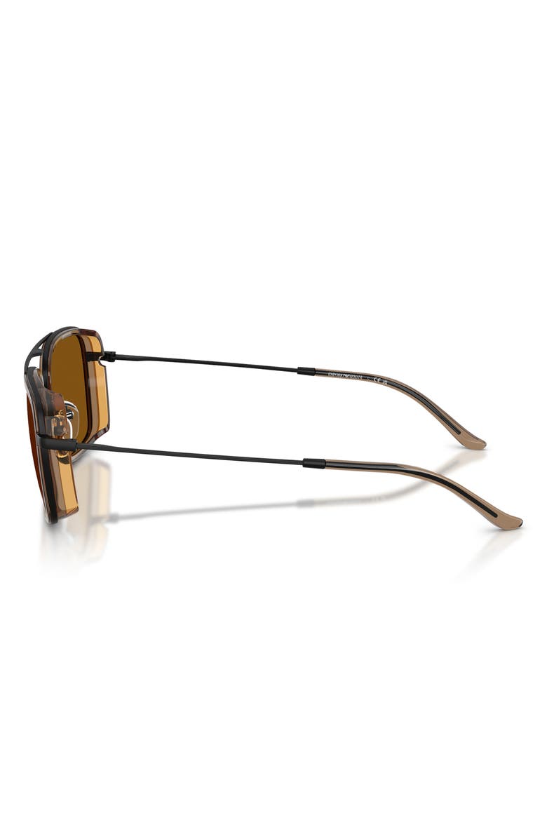 Emporio Armani 54mm Square Sunglasses, Alternate, color, Matte Black / Dark Bronze