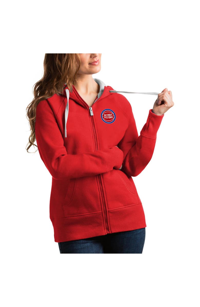 ANTIGUA Women's Antigua Red Detroit Pistons Victory Full-Zip Hoodie, Main, color, Red